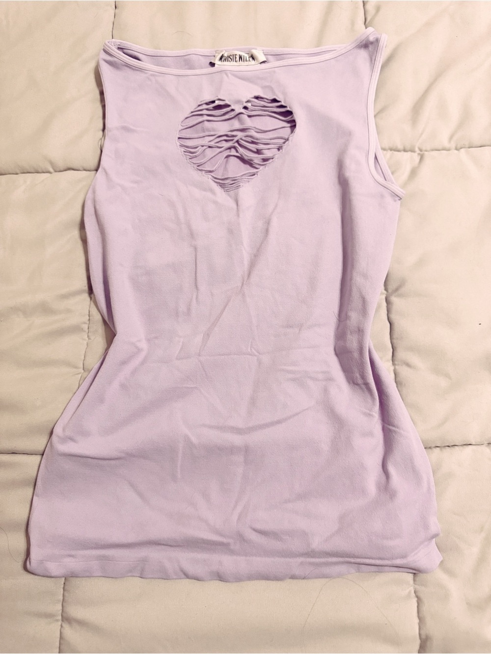 Lilac Heart Cutout Sleeveless Tank Top